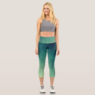 mystic light green abstract design art capri leggings