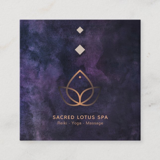 *~* Mystic Lotus Sacred Geometry Alchemy Shaman Square Business Card (Front)