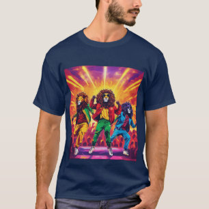 Mystic Majesty: Dark Blue Lion's Energy T-Shirt