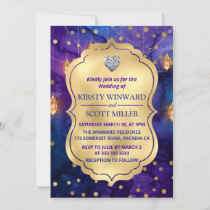 Mystic Marrakesh Night Lanterns & Bokeh Wedding Invitation