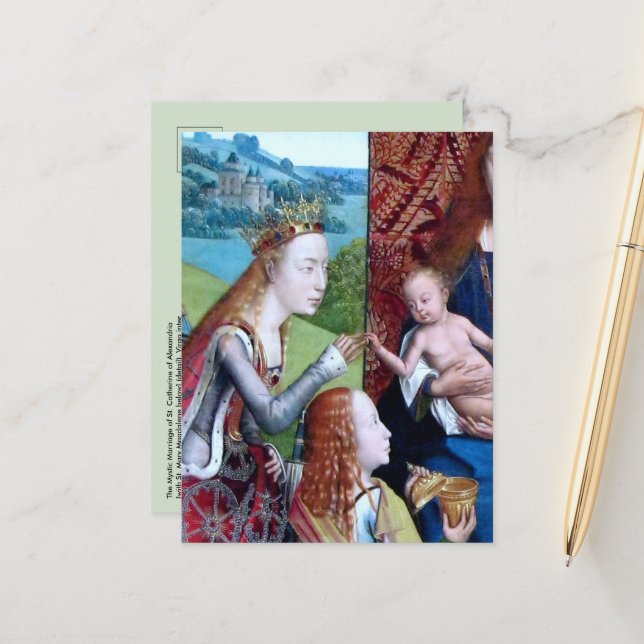 Mystic Marriage of St. Catherine of Alexandria Postcard (Front/Back In Situ)