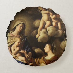 Mystic Marriage of St. Catherine - Sassoferrato Round Cushion