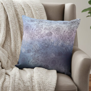 Mystic Meadow Glow: Blue and Purple Cushion