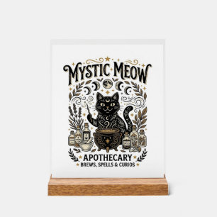 Mystic Meow Cat Witchy Mystic Apothecary Cat Vinta Acrylic Sign