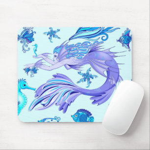 Mystic Mermaid Fairy Purple Creature Ceramic Tile Mouse Pad
