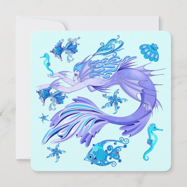 Mystic Mermaid Fairy Purple Creature Ceramic Tile Thank You Card (Front)