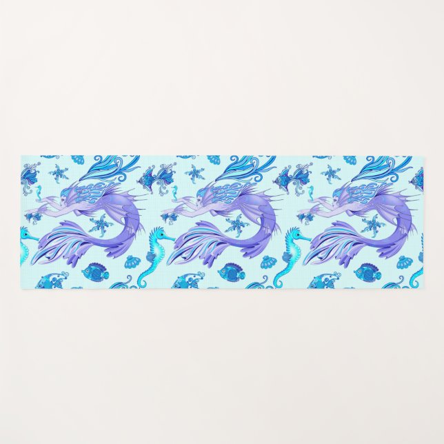 Mystic Mermaid Fairy Purple Creature Ceramic Tile Yoga Mat (Front (Horizontal))