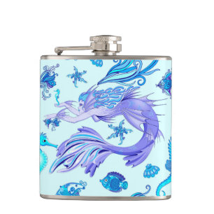 Mystic Mermaid Fairy Purple Creature Hip Flask