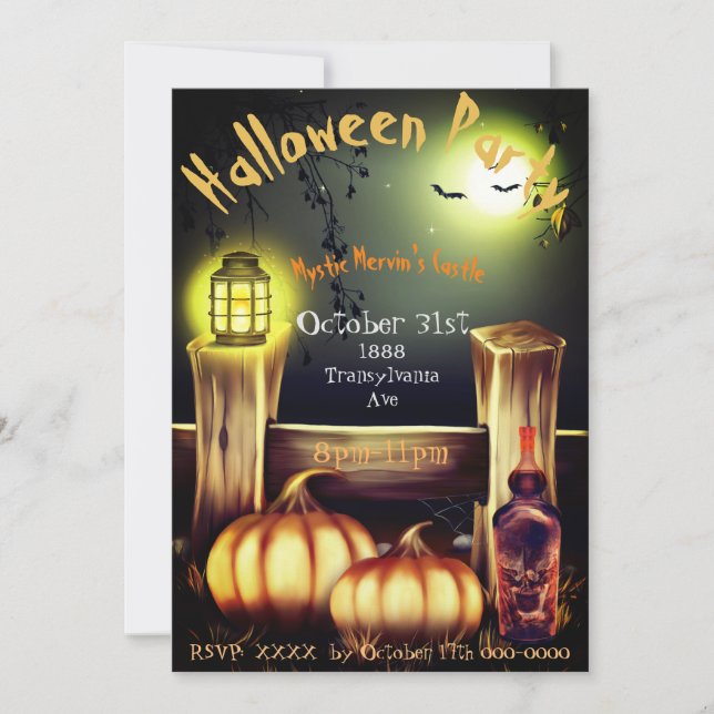 Mystic Mervin's Halloween Custom Pumpkin Invitation (Front)