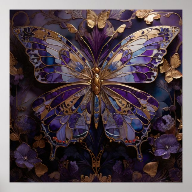 Mystic Metamorphosis - 3D Butterfly Modern Art Poster (Front)