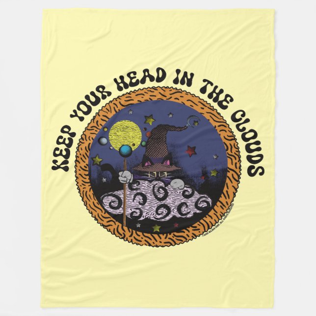 Mystic Mew  Head In The Clouds Orange Version Fleece Blanket (Front)