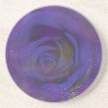 Mystic Midnight Rose Sandstone Coaster