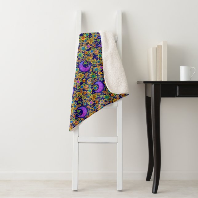 Mystic Moon Night Sherpa Blanket (In Situ)