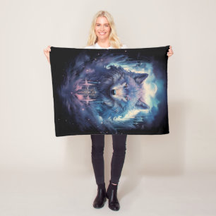 Mystic Moon Wolf Guardian Fleece Blanket