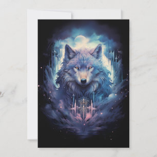 Mystic Moon Wolf Guardian Holiday Card