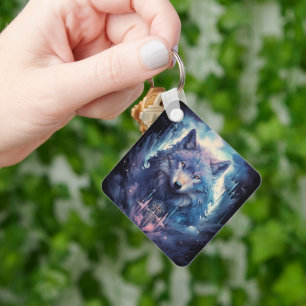 Mystic Moon Wolf Guardian Key Ring