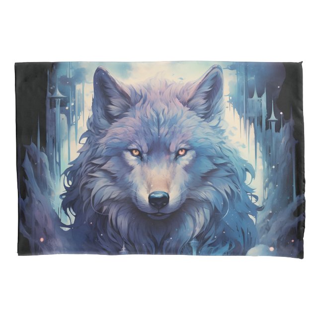 Mystic Moon Wolf Guardian Pillowcase (Front)