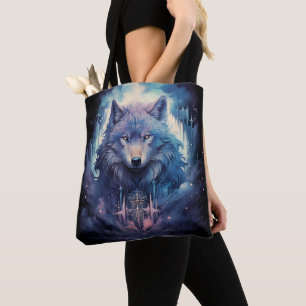 Mystic Moon Wolf Guardian Tote Bag