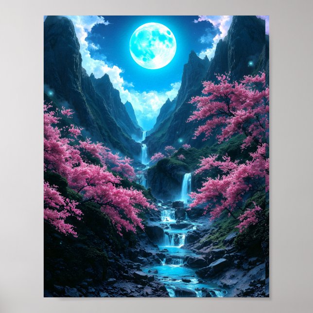 Mystic Moonlit Valley Poster (Front)
