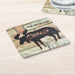Mystic Moose Square Paper Coaster