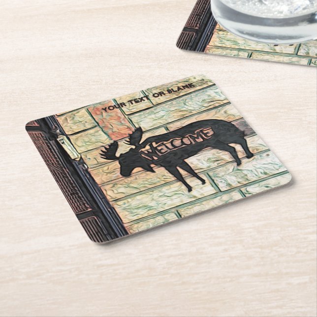 Mystic Moose Square Paper Coaster (Angled)