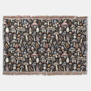 Mystic Mushrooms  Throw Blanket