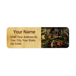 MYSTIC NATIVITY by Sandro Botticelli ,Christmas Return Address Label