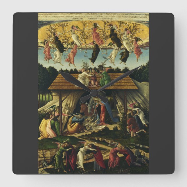 Mystic Nativity by Sandro Botticelli  Square Wall Clock (Front)