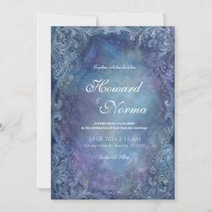 Mystic Nebula Blue Wedding Invitation
