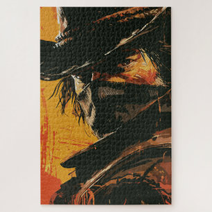 Mystic Outlaw: Fiery Western Stare Jigsaw Puzzle
