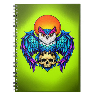 Mystic Owl and Skull – Digital Vibrant Style Art Notebook