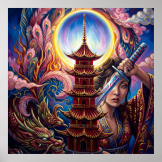 Mystic Pagoda Art Print – Surreal Spiritual Wall 