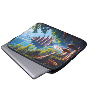 Mystic Pagoda Path at Sunrise Laptop Sleeve