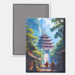Mystic Pagoda Path at Sunrise Magnet