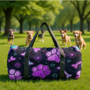 Mystic Paw Print Heart Travel  Duffle Bag