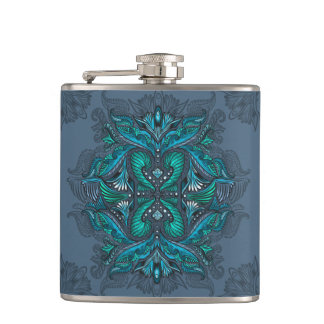 Mystic Peacock Feathers Hip Flask