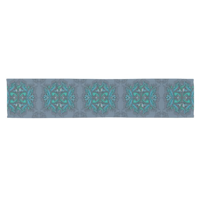 Mystic Peacock Feathers  Short Table Runner (Horizontal)