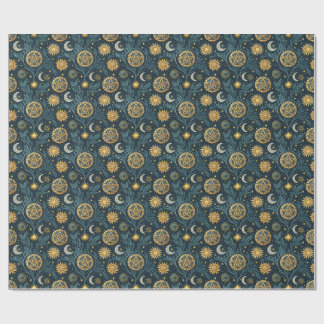 Mystic Pentagram, Moon & Sun Celestial Magic Art Wrapping Paper