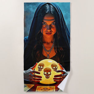 Mystic Psychic Fortune Teller Design Beach Towel