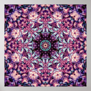 Mystic Purple Bioluminescent Kaleidoscope Art Poster