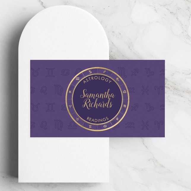 Mystic Purple Zodiac Astrology Business Card (Creator Uploaded)
