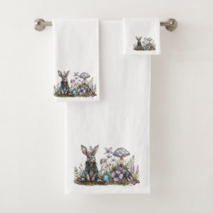 Mystic Rabbit with Mushrooms Bath Towel Set