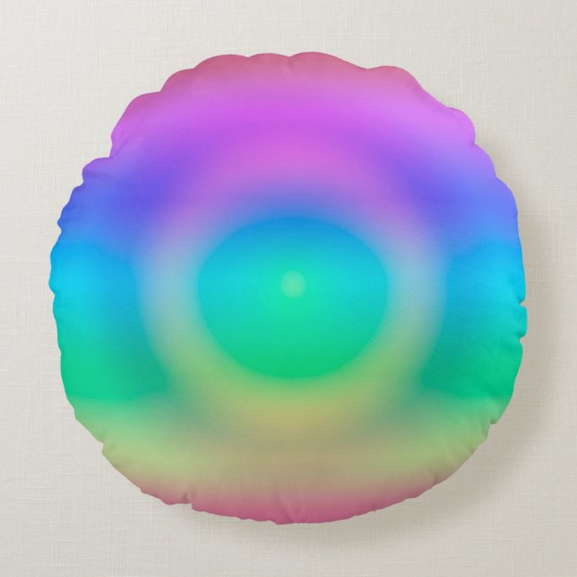Mystic Rainbow Eye Ombre   Round Cushion (Front)
