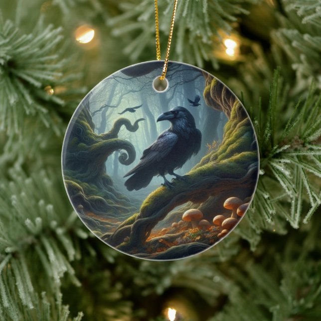 Mystic Raven Forest Hues Ceramic Ornament (Tree)