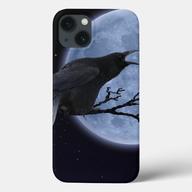 Mystic Raven & Full Moon Crow-lover Art Case-Mate iPhone Case (Back)