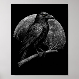 Mystic Raven Moon Dark Folklore Witchcraft Viking  Poster
