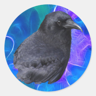 Mystic Raven Portrait Celtic Pagan Art Classic Round Sticker