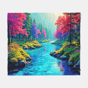 Mystic River Dreamy Forest Path Design Fleece Blanket
