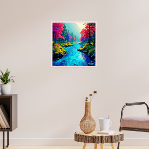 Mystic River Dreamy Forest Path Design Poster