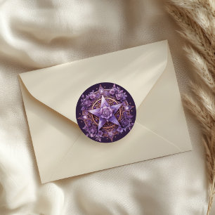 Mystic Rose Pentacle Sticker – Purple Witchy Seal